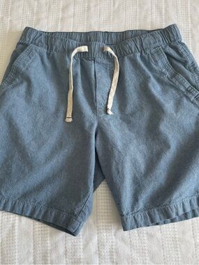 Men's Casual 100% Cotton Drawstring Shorts in Chambray Blue